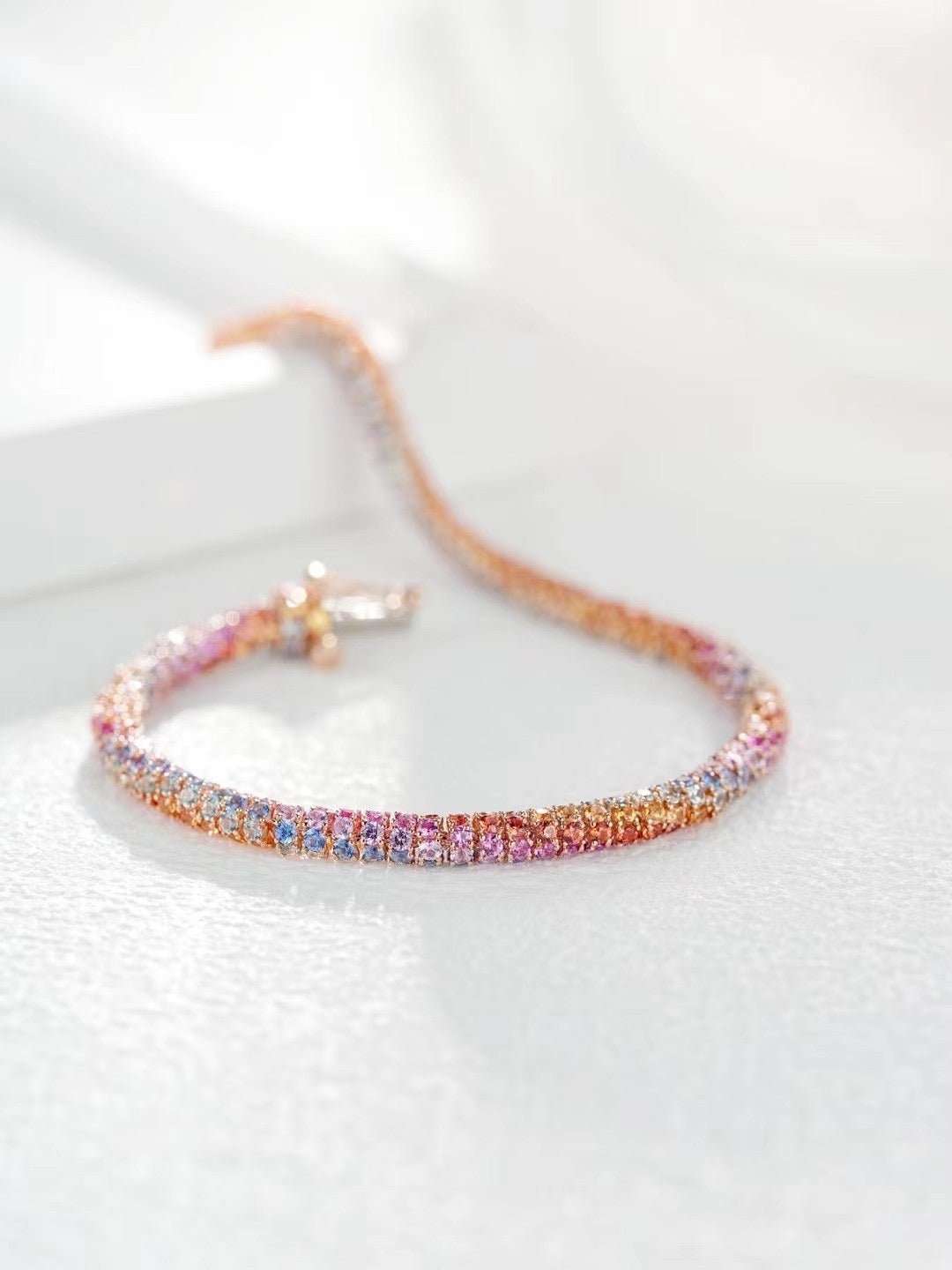 Rainbow Sapphire 18K Gold Bracelet (Item No. SA005)