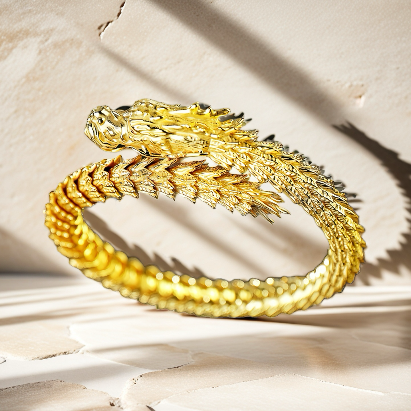 Dragon Elastic Sterling Silver/9k/14k/18k Gold Bracelet (Item No. GB0001)