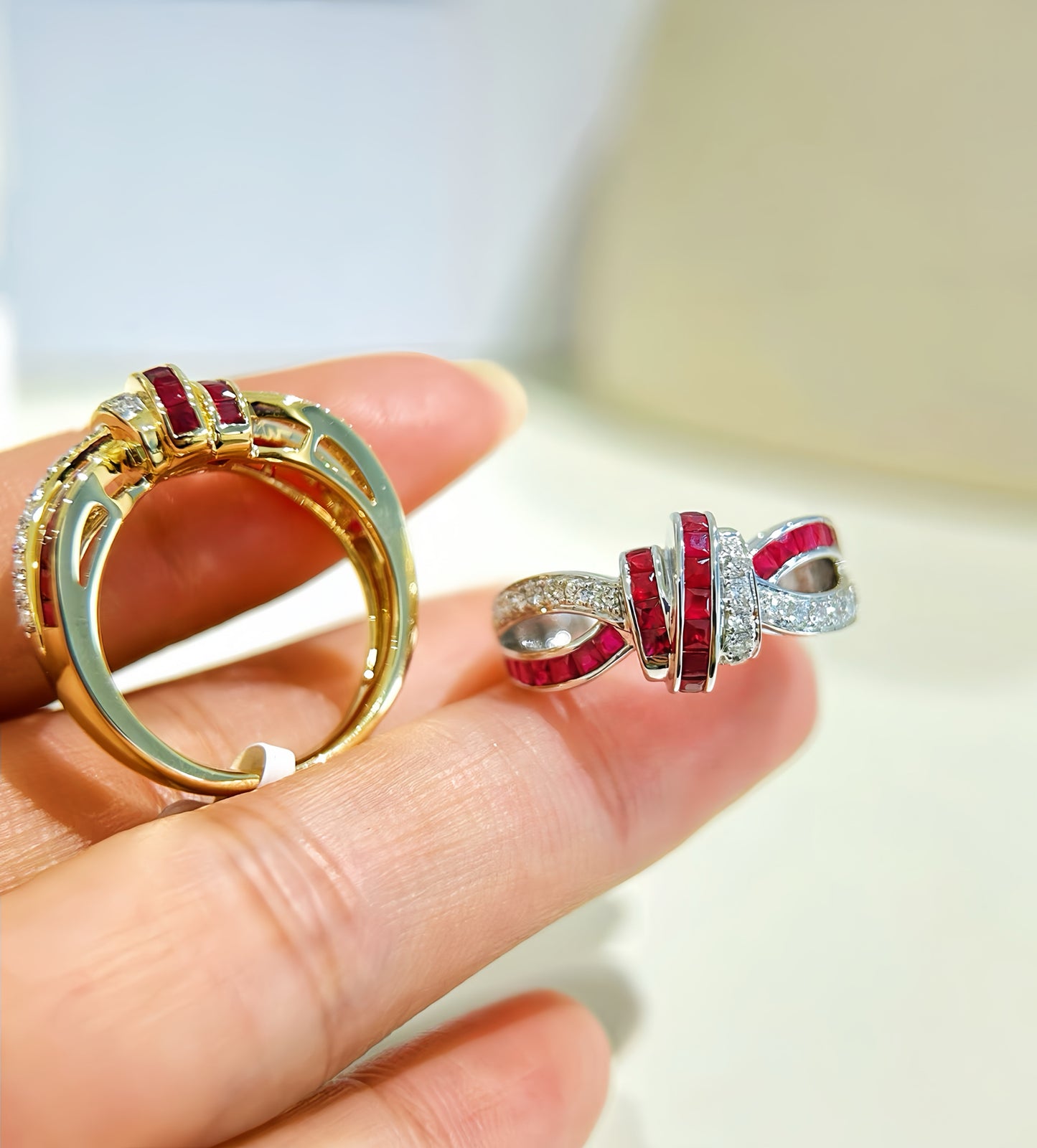 Vintage 18k Gold Diamond Ruby Ring (Item No. VT395)