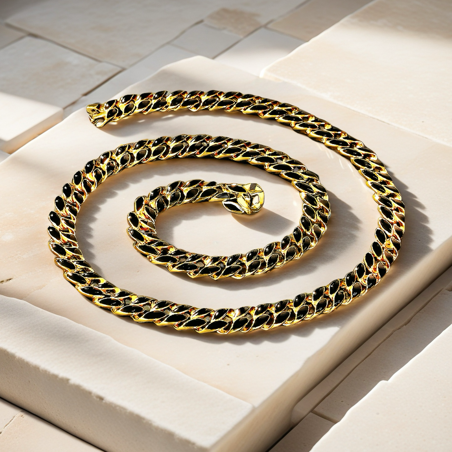 Curb Link Enamel Sterling Silver/9k/14k/18k Necklace Chain (Item No. GN0003)