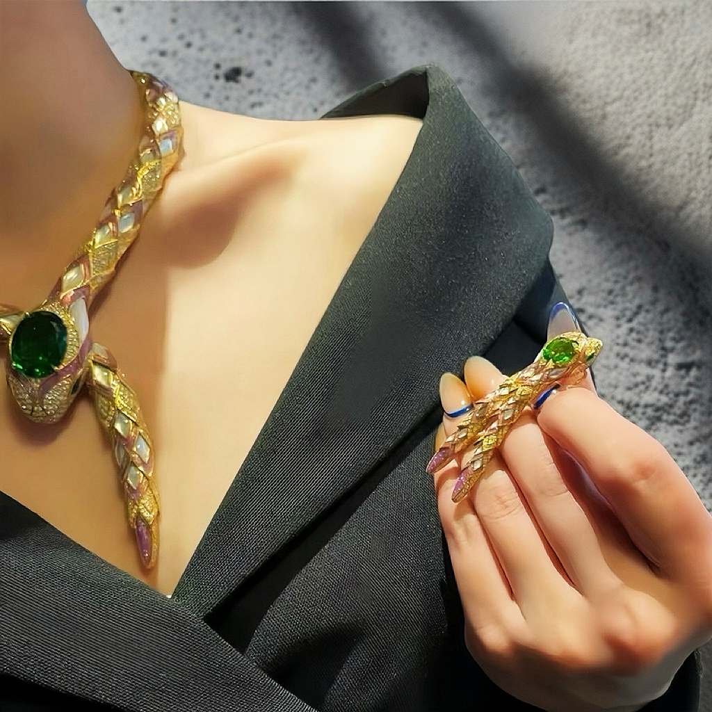 Gold Ouroboro Set/ Necklace Bracelet Ring (Item No. GP0017)