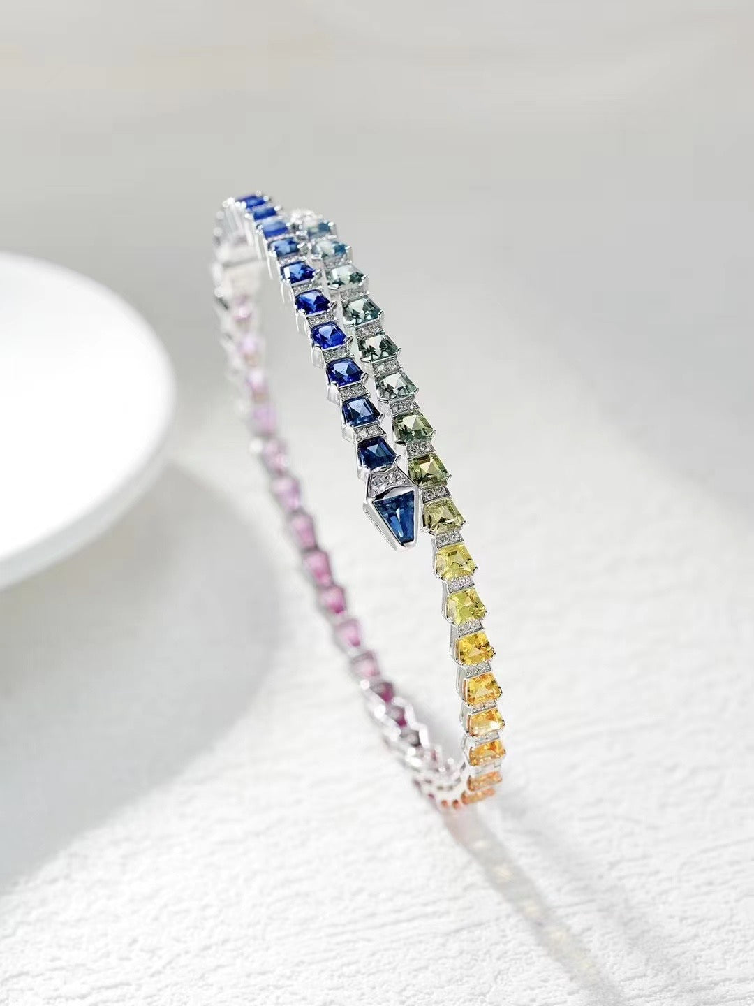 Rainbow Sapphire 18k Gold Bracelet (Item No. SA079)