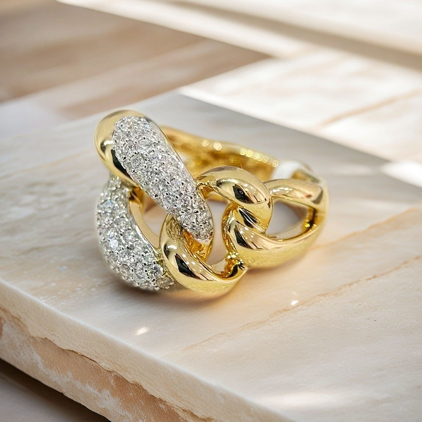 Vintage Cuban 18k Gold Diamond Ring (Item No. VT140)