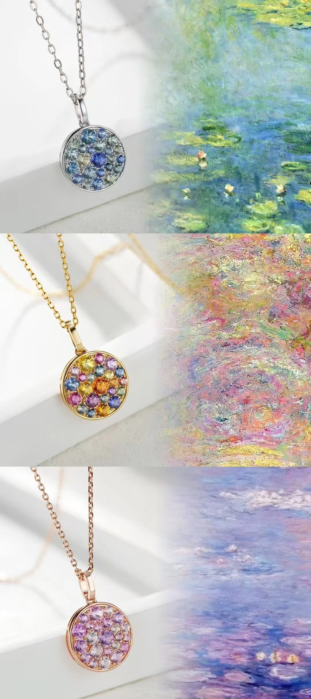 Rainbow Sapphire 18K Gold Pendant (Item No. SA036)