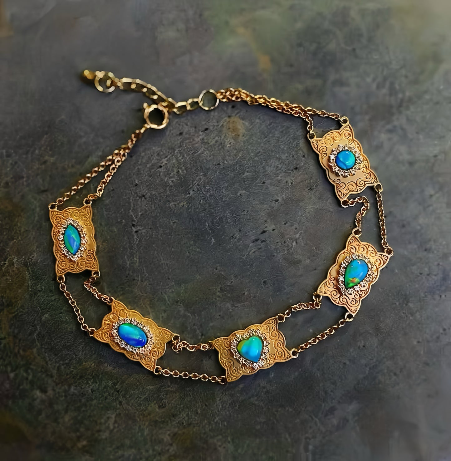 Byzantine Opal 18k Gold Diamond Bracelet (Item No. VT127)