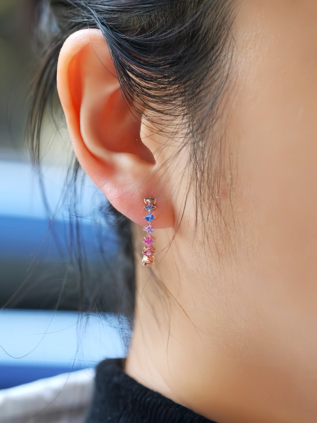 Rainbow Sapphire 18k Gold Earring (Item No. SA089)