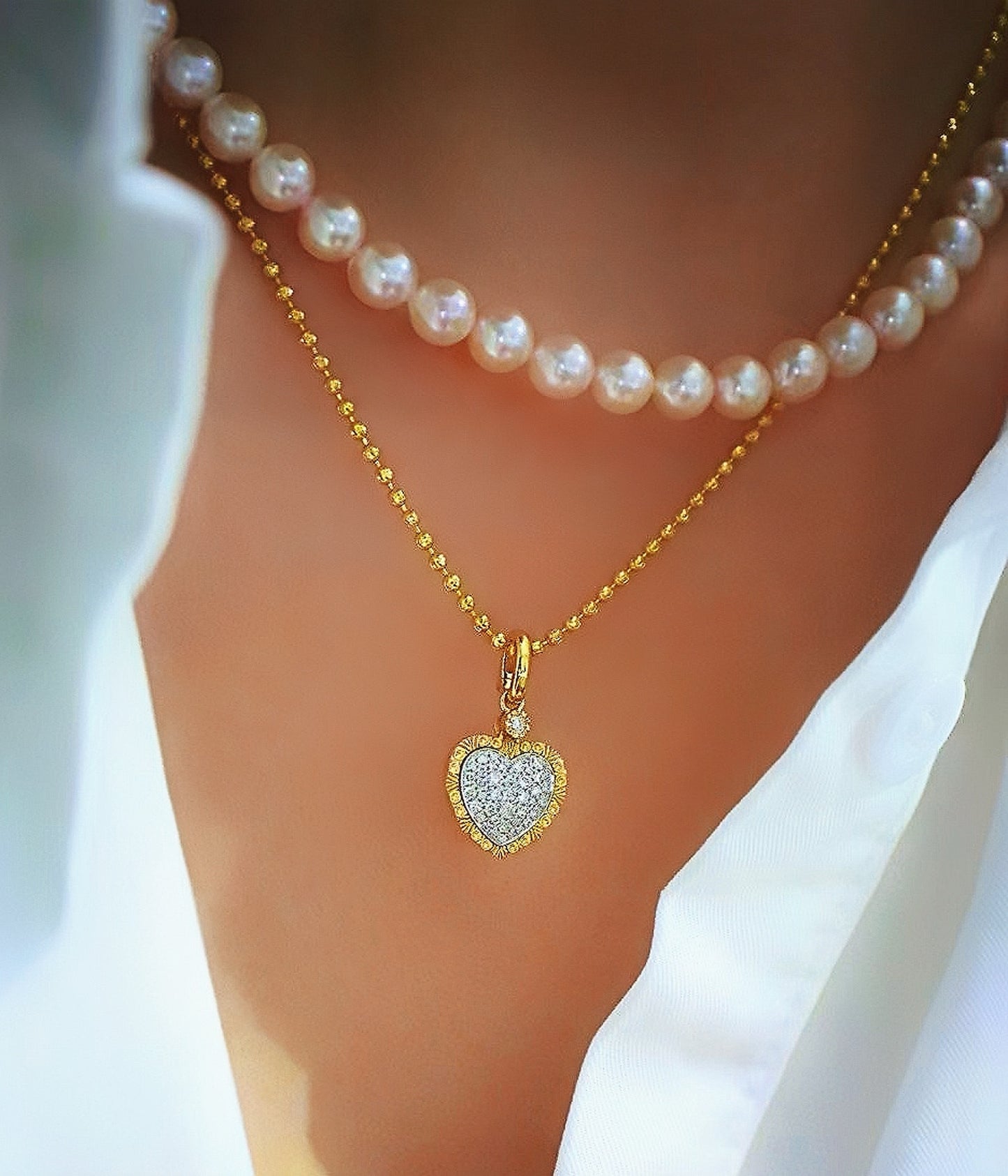 Heart Vintage 18k Gold Diamond Pendant (Item No. VT089)