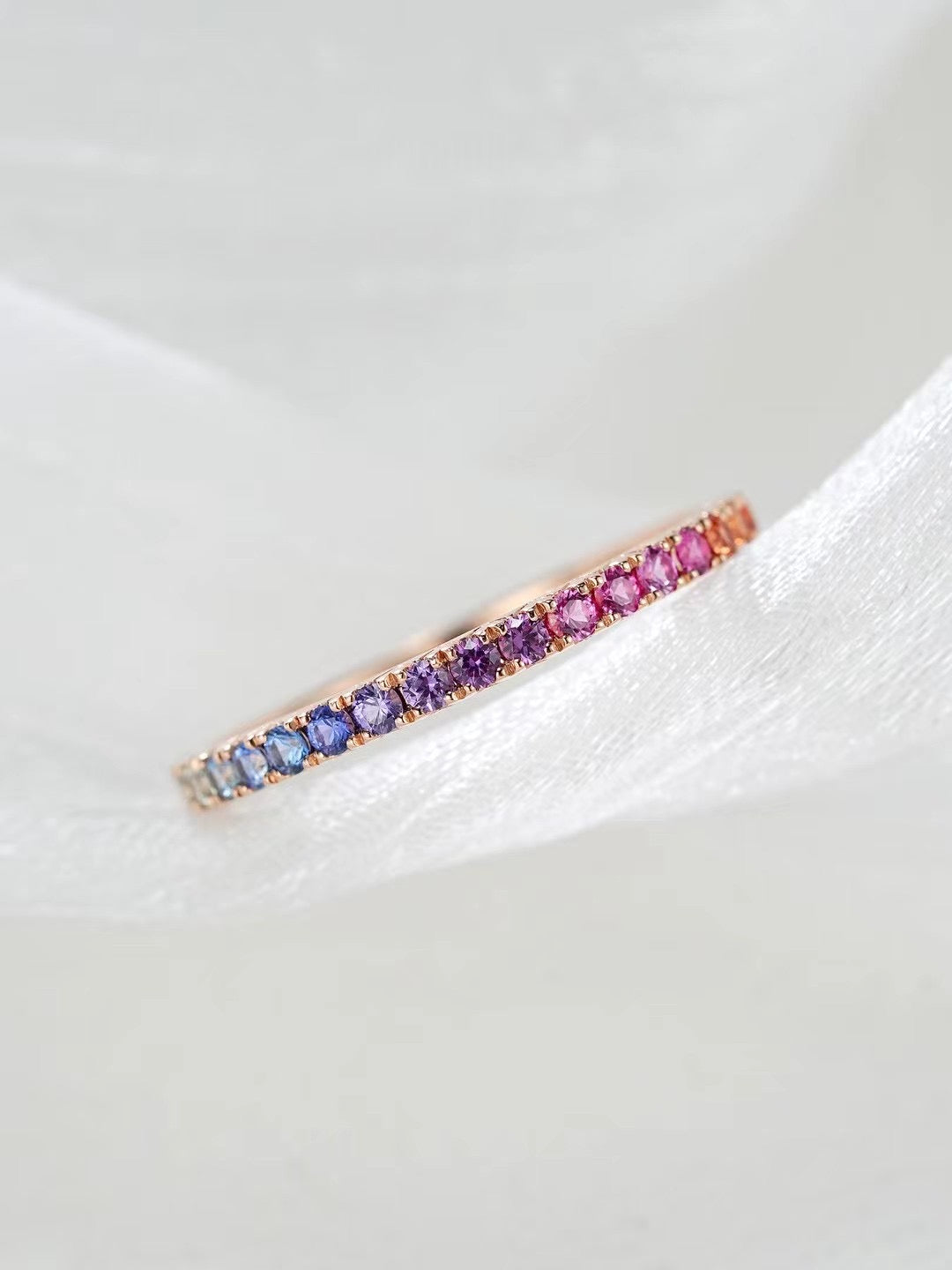 Rainbow Sapphire 18k rose Gold Ring (Item No. SA003)