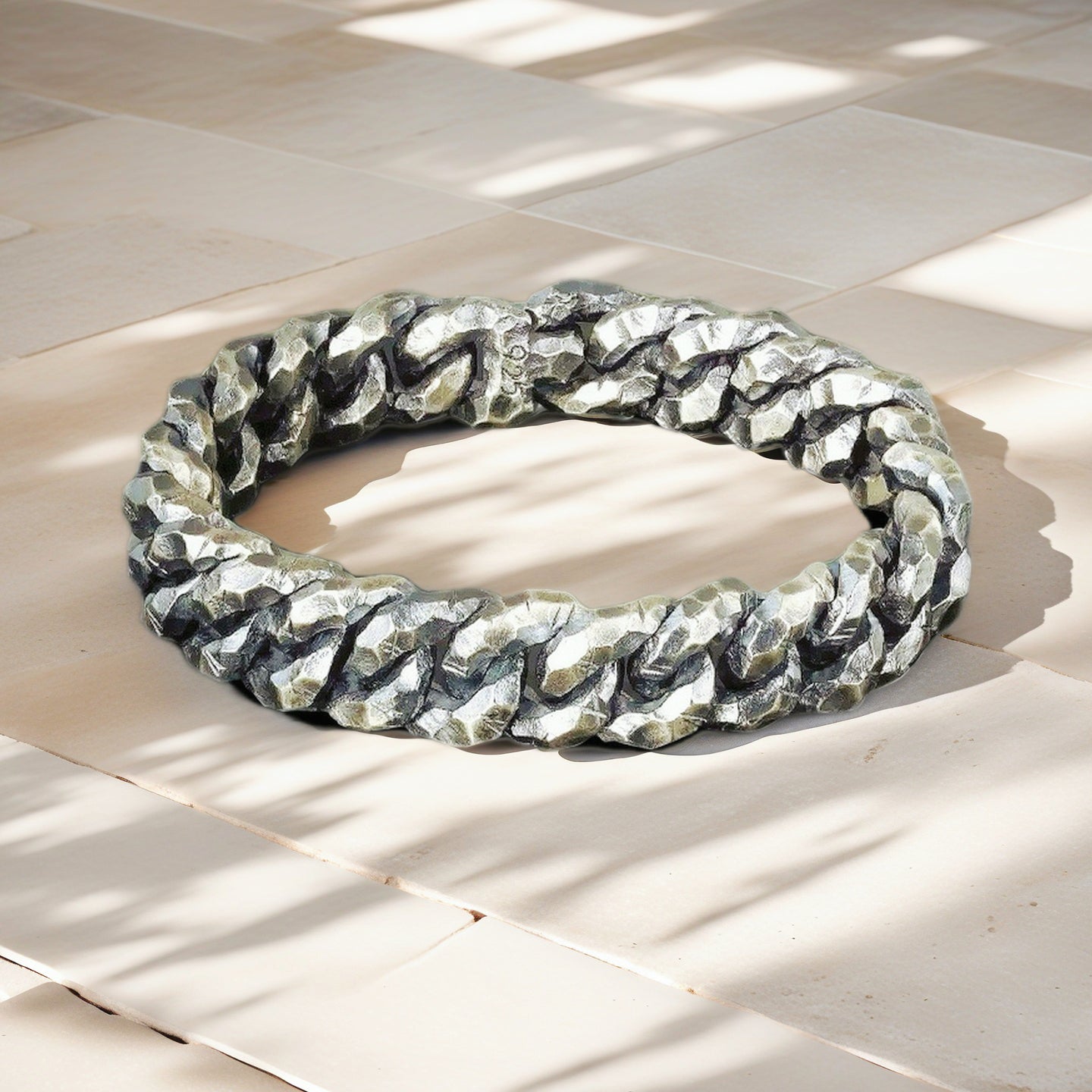 Heavy Metal Hammered Silver Bracelet (Item No. B0611 )