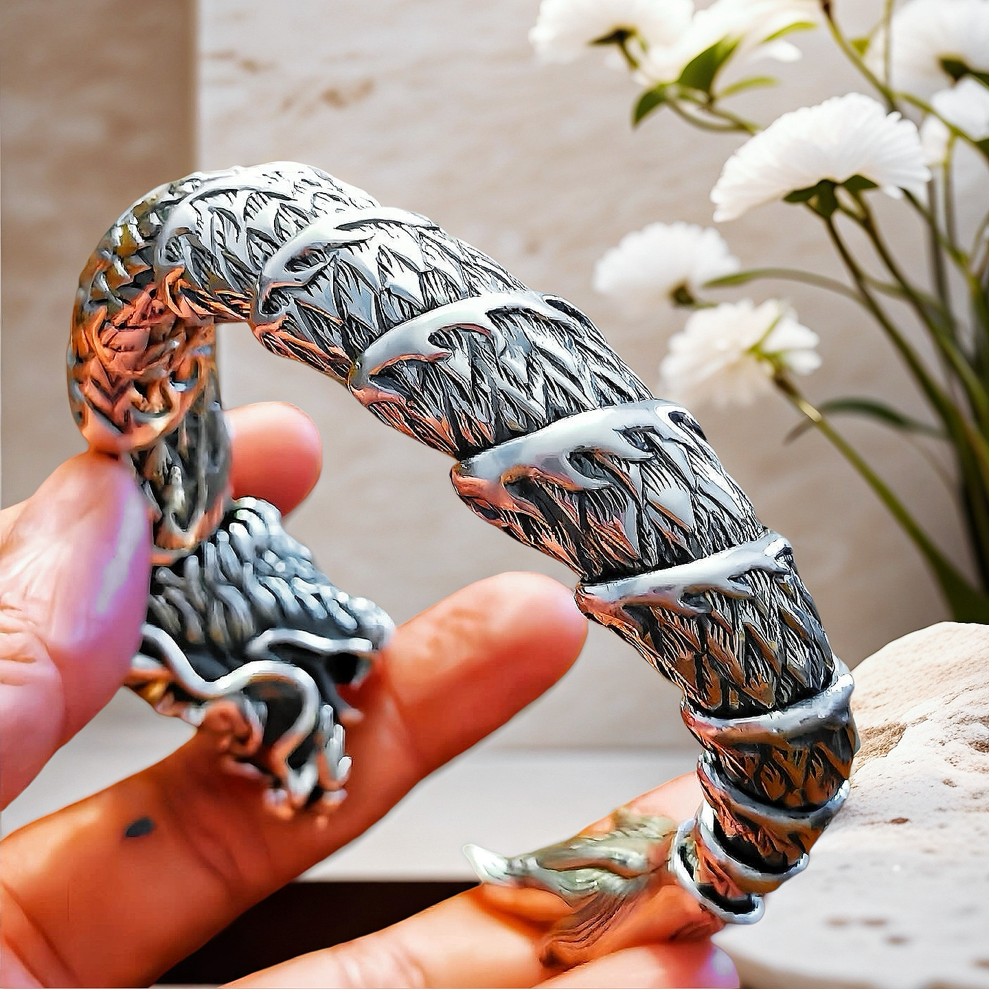 Flying Dragon Silver Bangle (Item No. B0122)