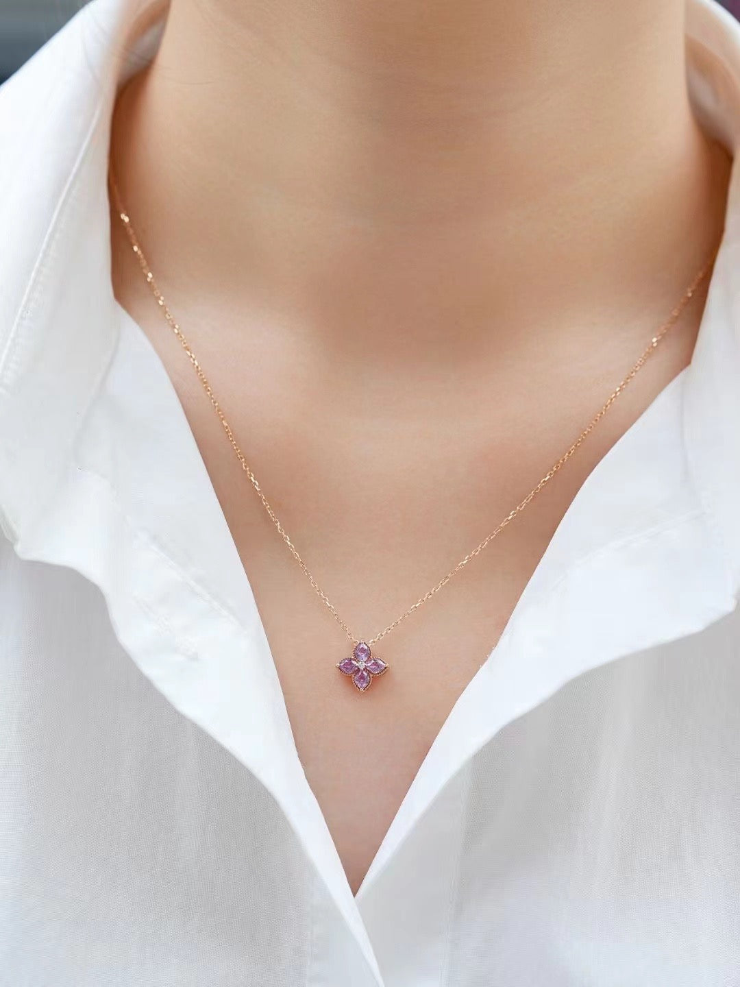 Four Leaf Clover Rainbow Sapphire 18K Gold Bracelet (Item No. SA040)