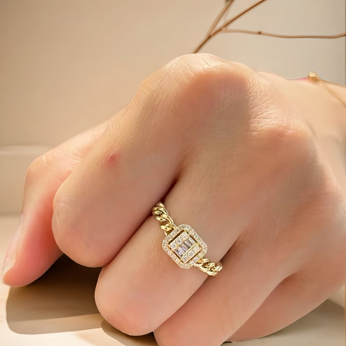 Sugar Cuban Link 18k Gold Diamond Ring (Item No. VT180)