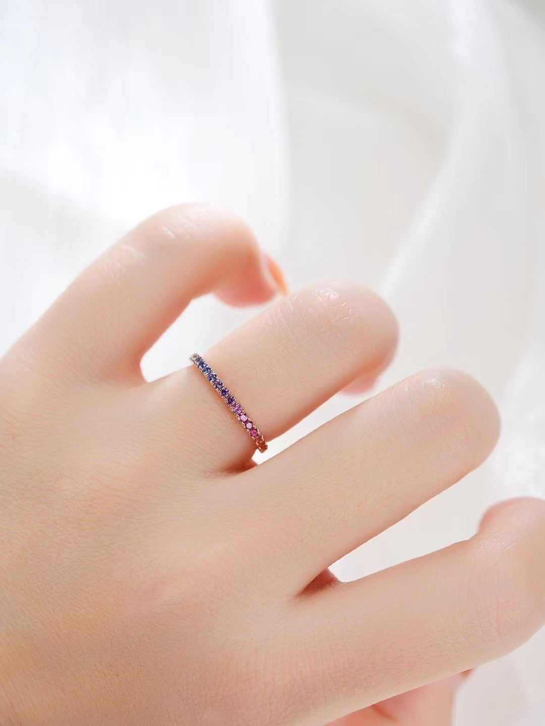 Rainbow Sapphire 18k rose Gold Ring (Item No. SA003)