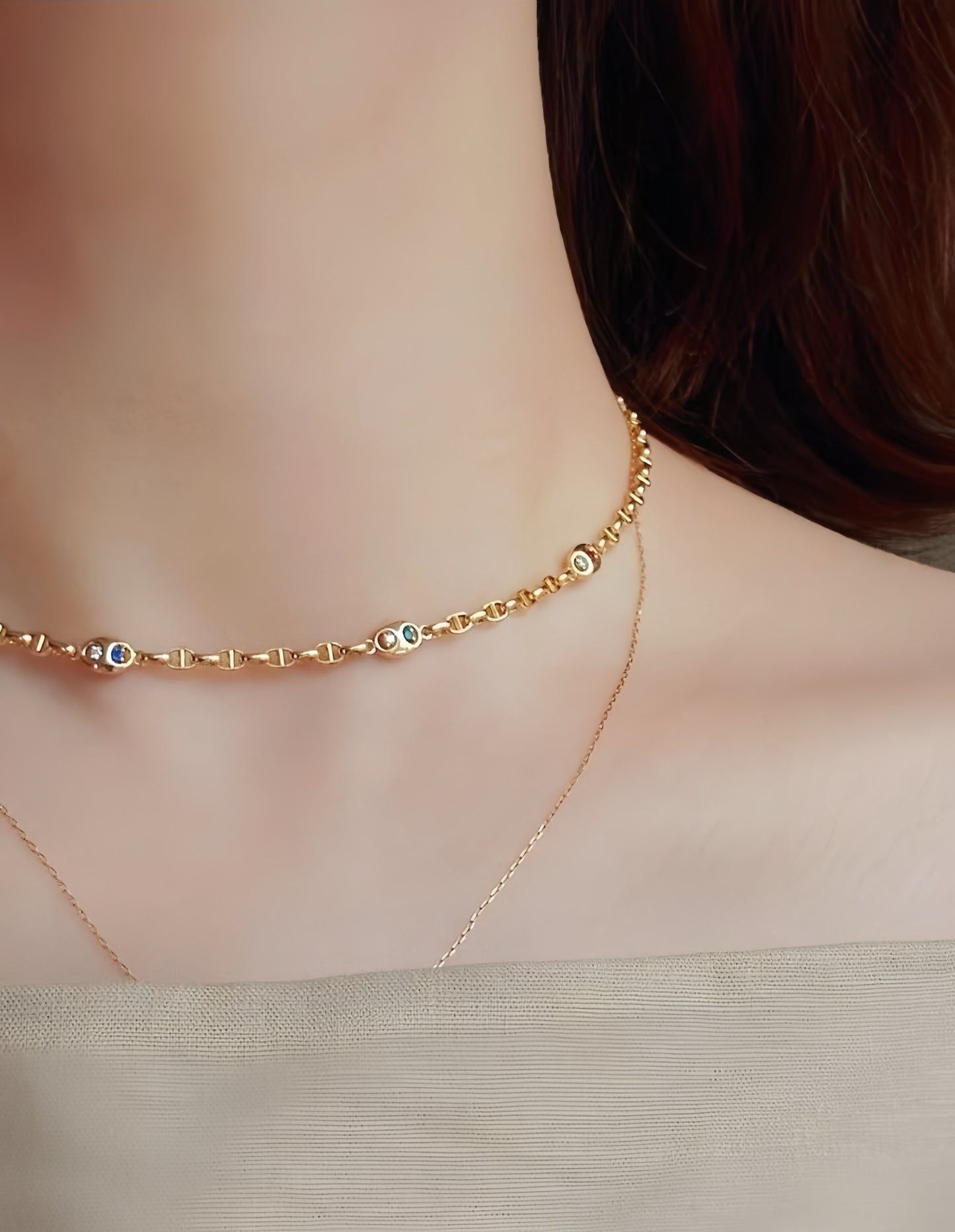 Vintage 18k Gold Diamond Necklace Bracelet(Item No. VT112)