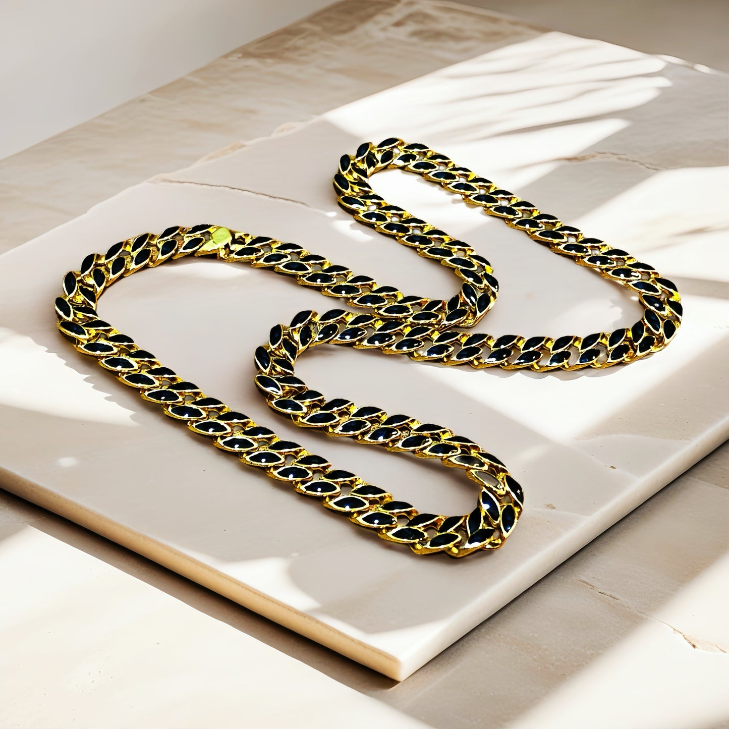 Curb Link Enamel Sterling Silver/9k/14k/18k Necklace Chain (Item No. GN0003)