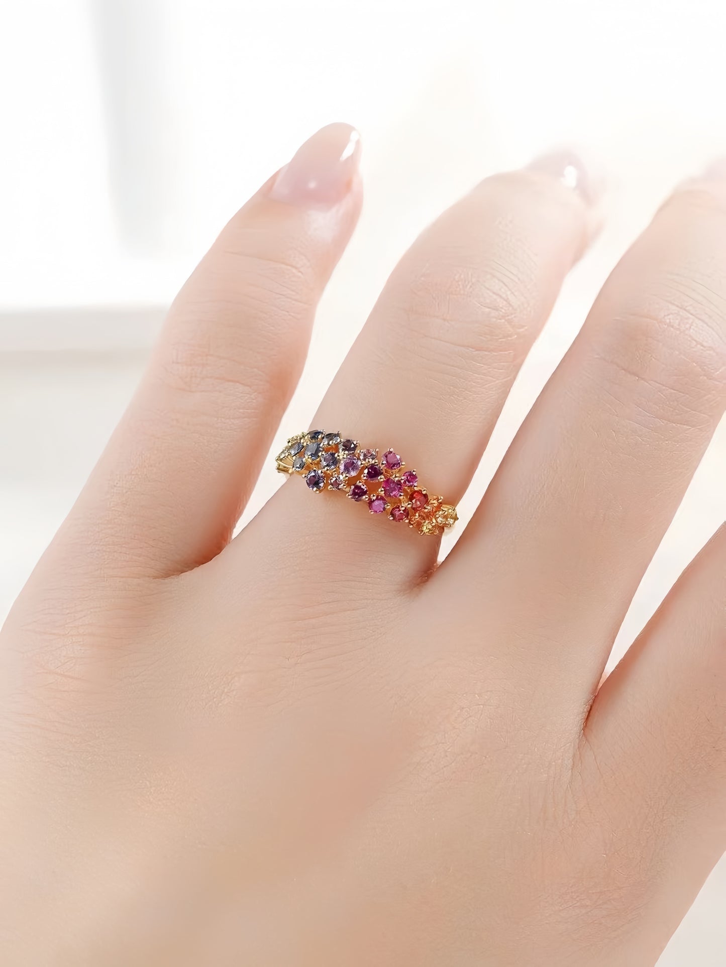 Rainbow Sapphire 18k Gold Ring (Item No. SA133)