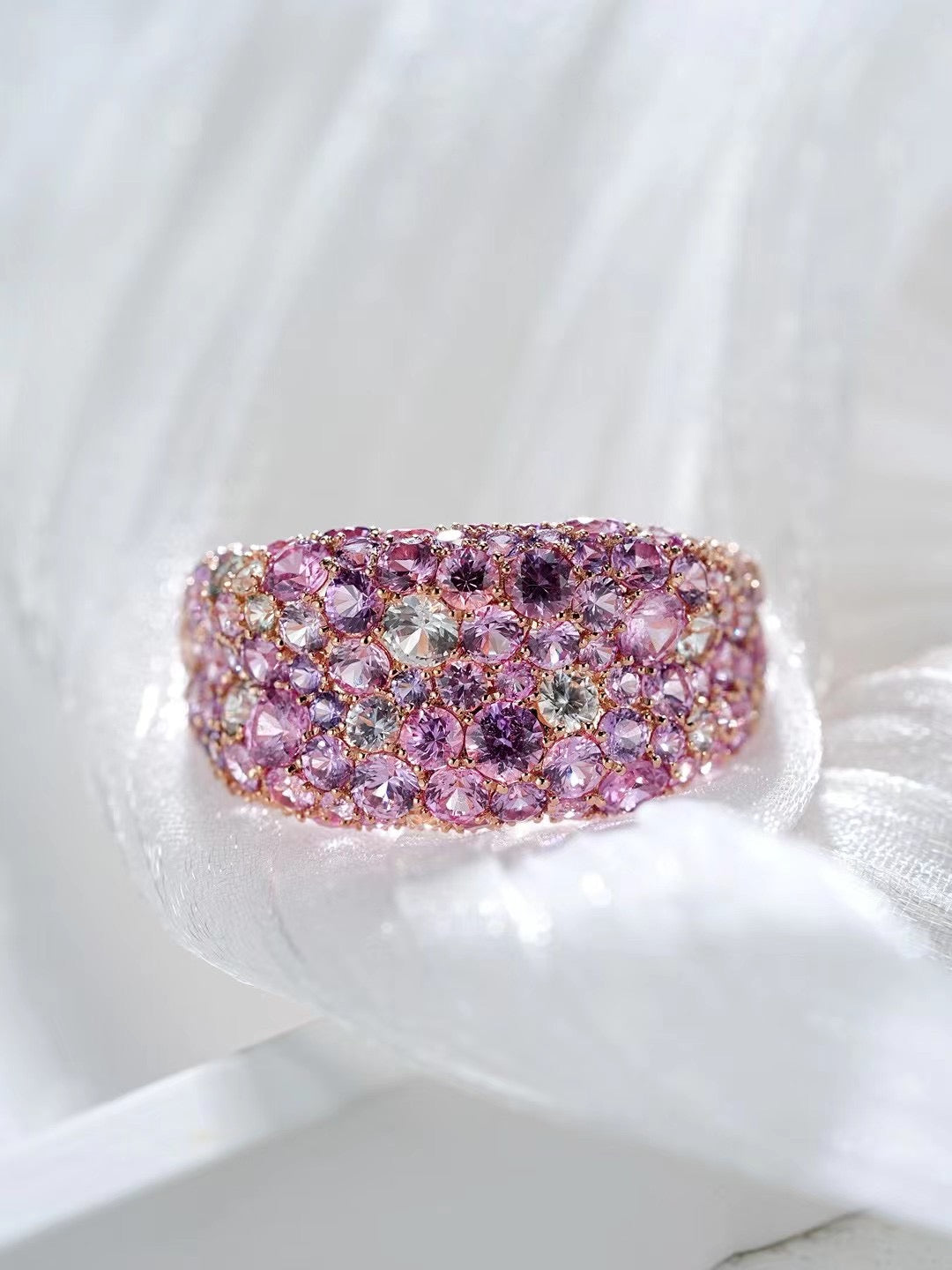 Monet's Garden Rainbow Sapphire 18k Gold Ring (Item No. SA053)