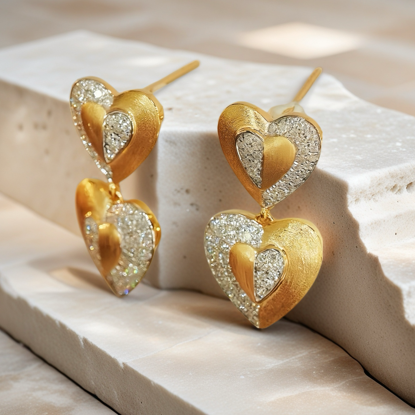 Vintage Heart 18k Gold Diamond Earring (Item No. VT079)