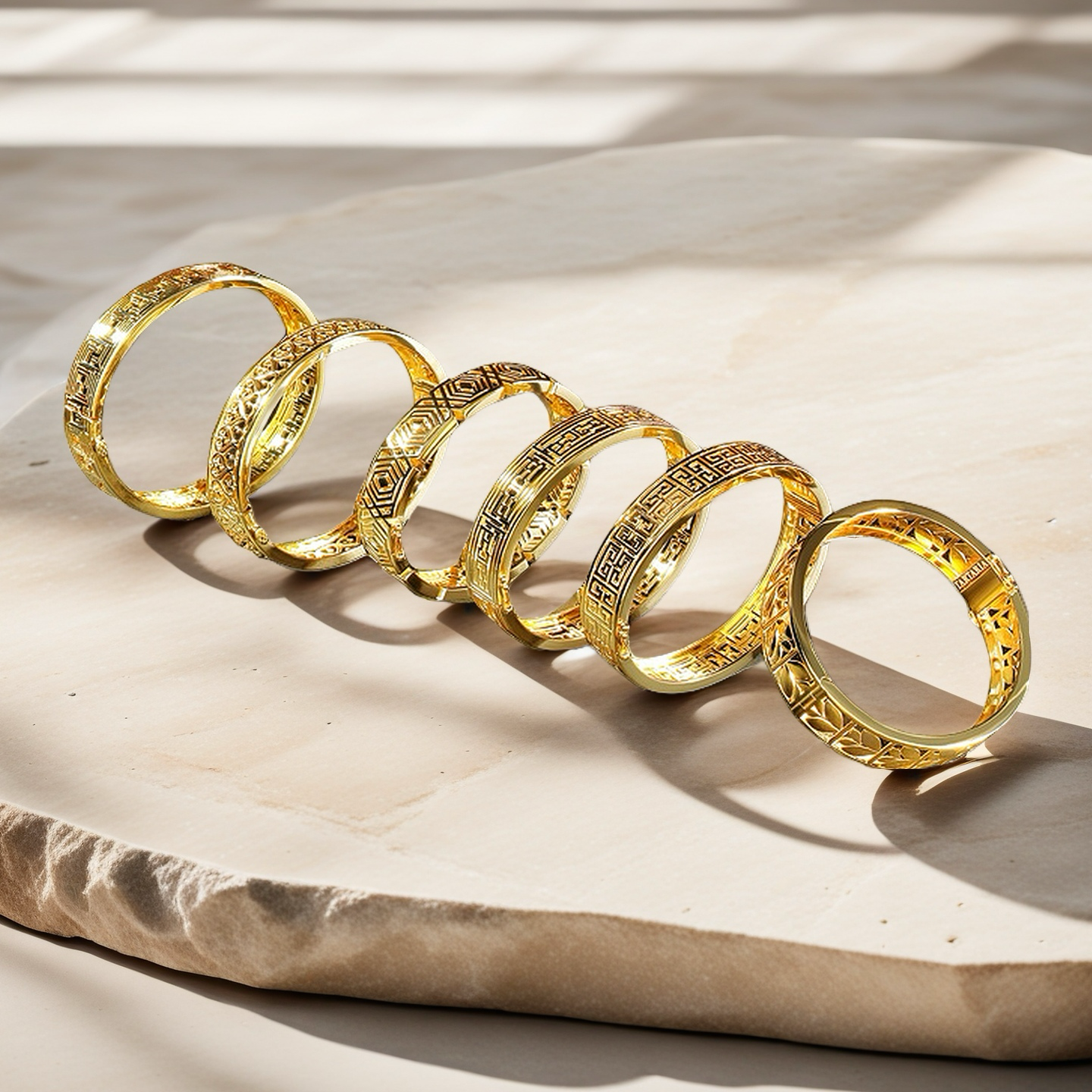 Greek Key Hollow Sterling Silver/9k/14k/18k Gold Bangle(Item No. GB0019)