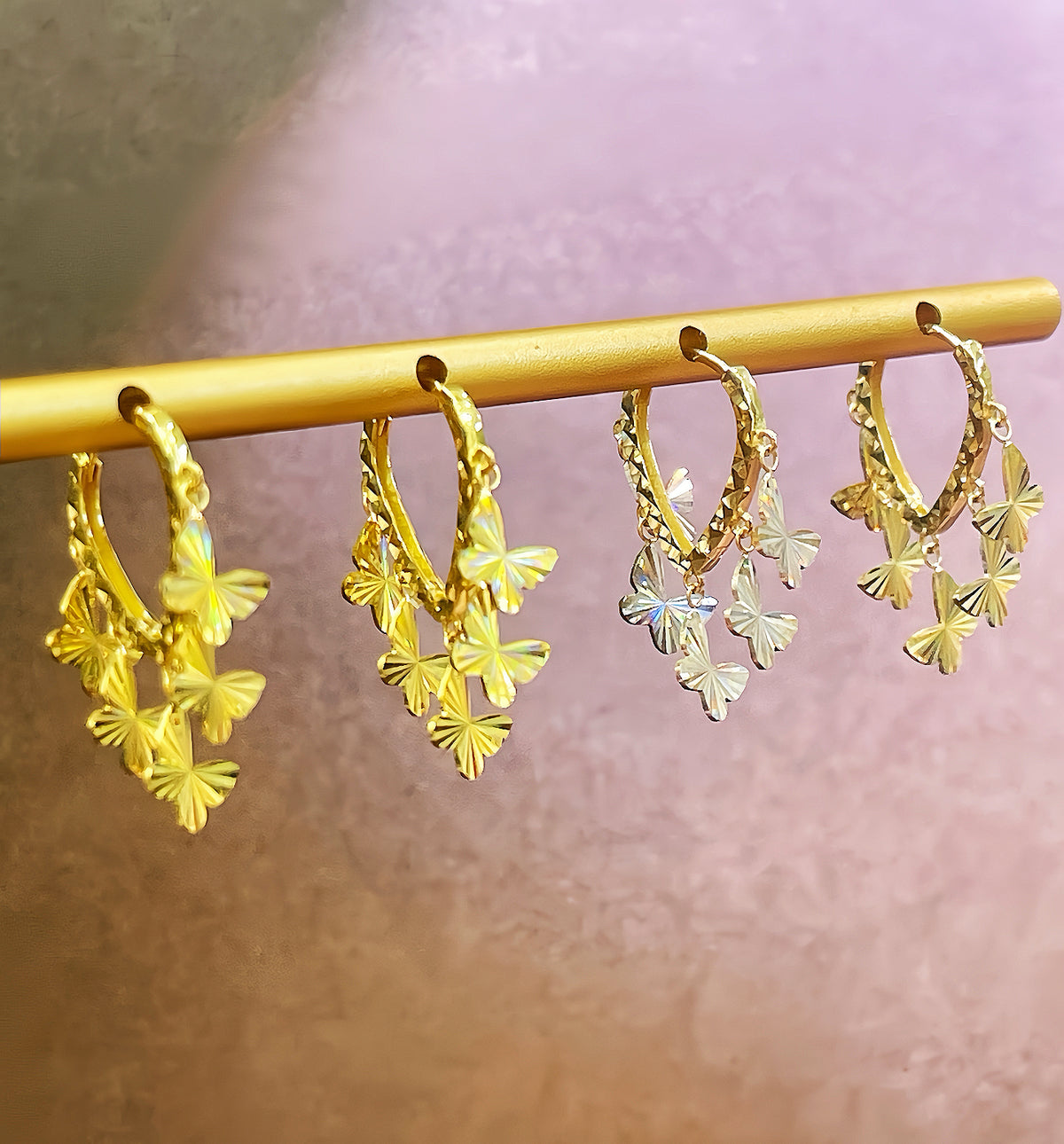 Laser Iridescent 18k Gold Earring (Item No. SJER026)
