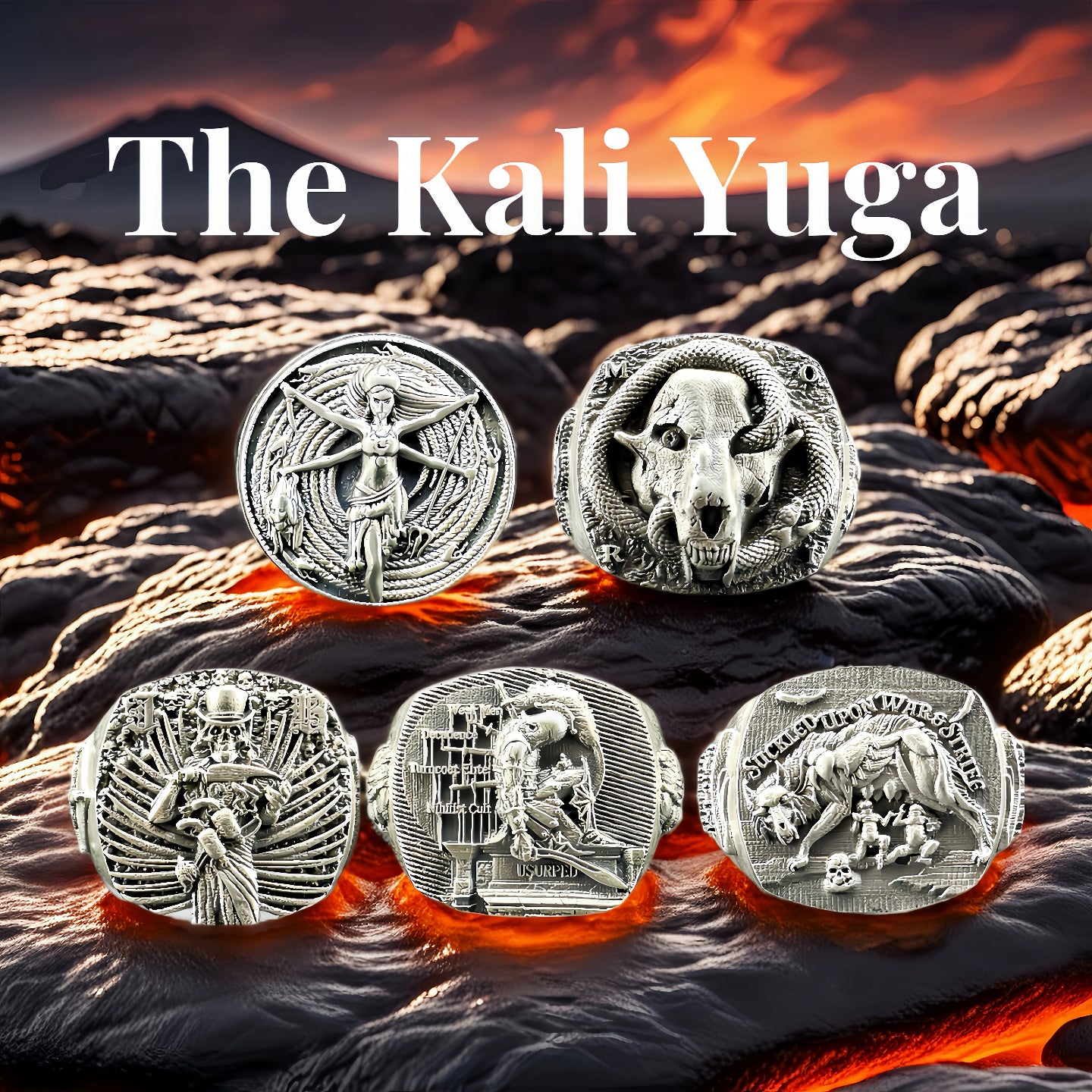 The Kali Yuga Series Ring Set (Item No. KYRNFT)