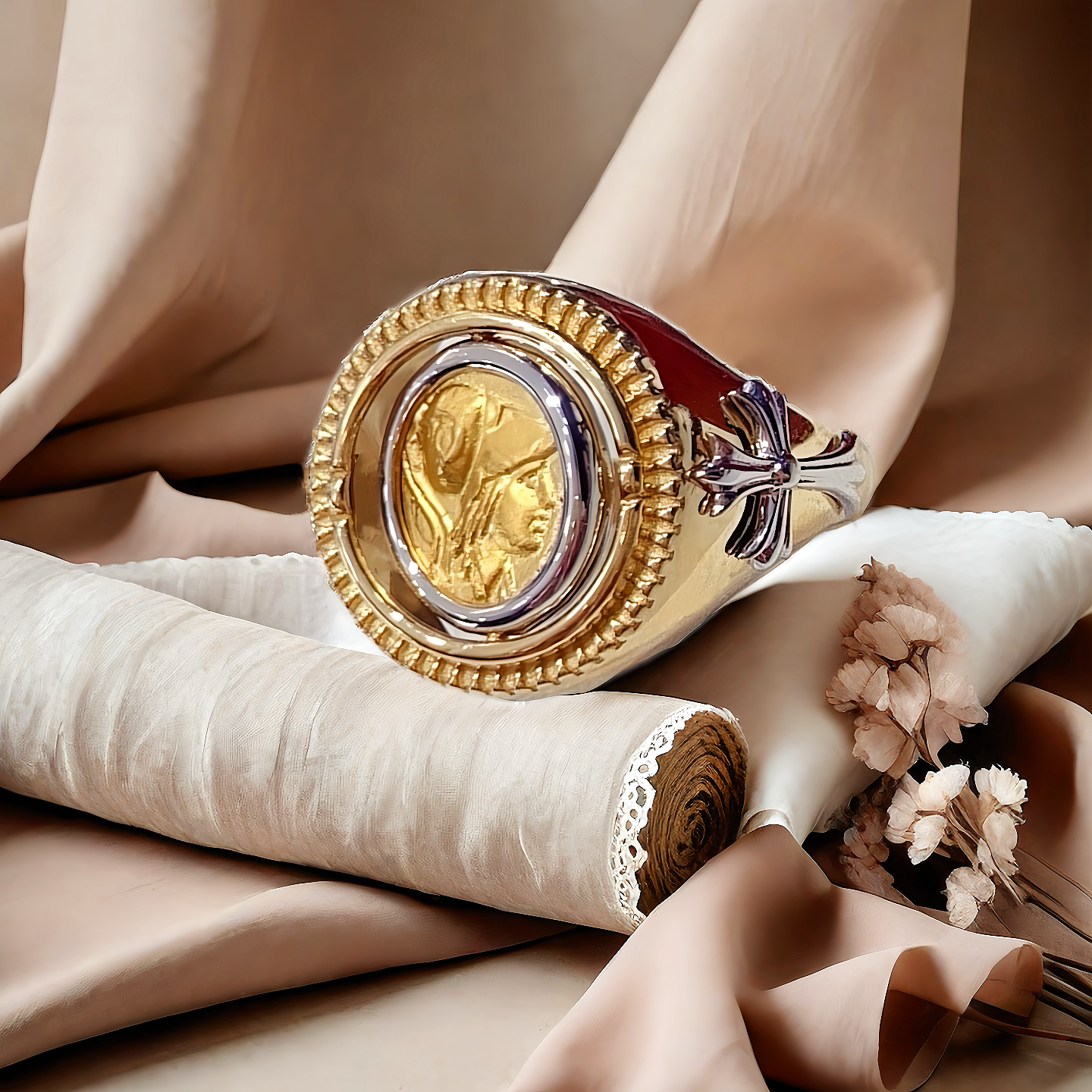 Ancient Coin Medallion Electrum Gold Ring (Item No. COIN071)