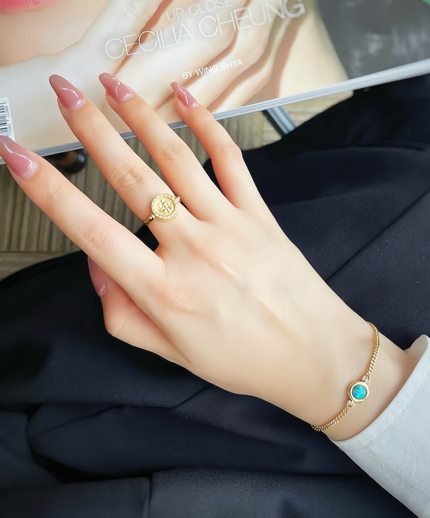 Athena Opal 18k Gold Diamond Ring (Item No. VT038)