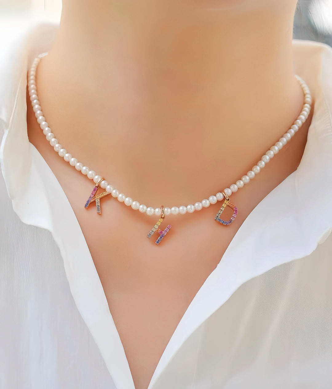 Alphabet Rainbow Sapphire 18K Gold Pendant (Item No. SA055)