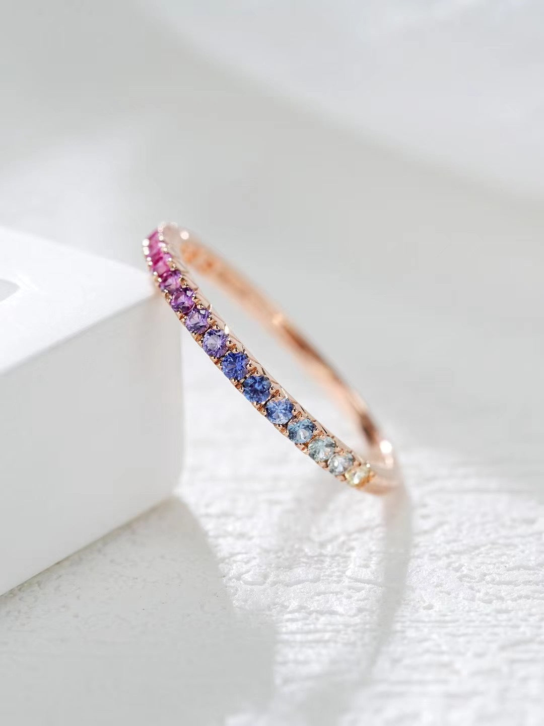Rainbow Sapphire 18k rose Gold Ring (Item No. SA003)