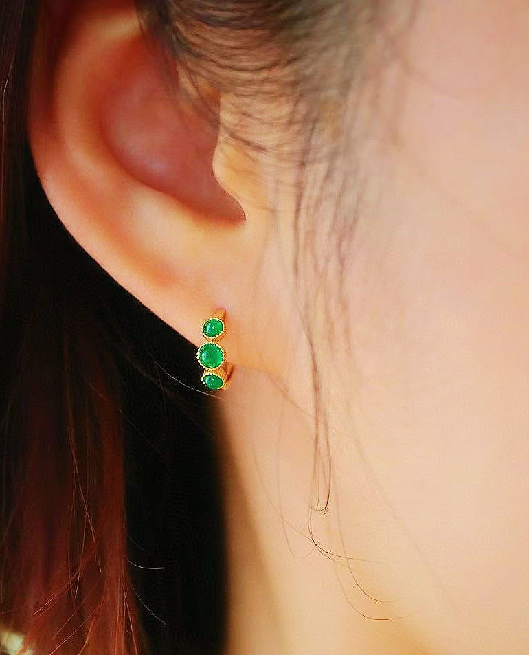 Vintage 18k Gold Emerald Earring (Item No. VT055)