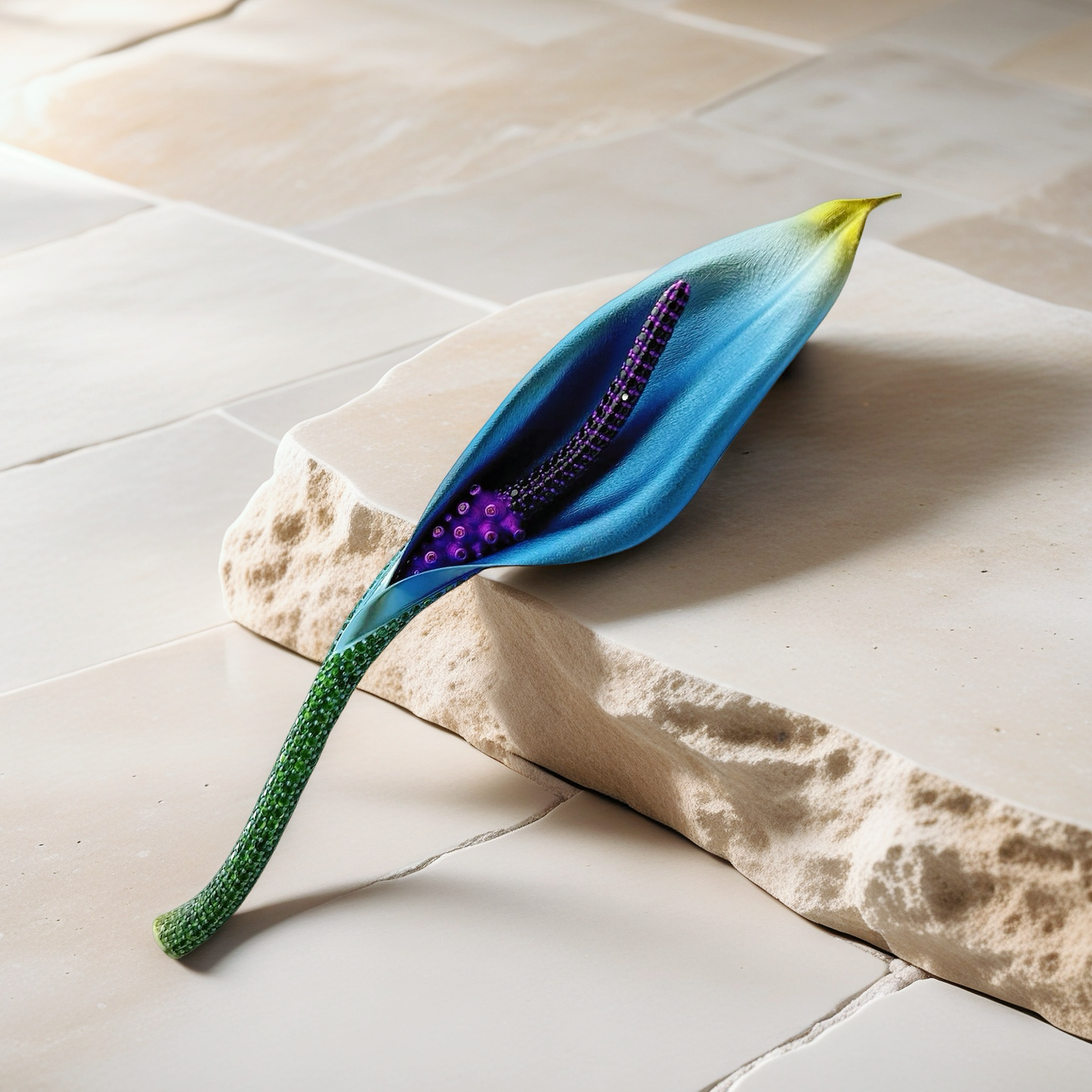 Anodized Titanium Blue Tsavorite Brooch (Item No. TA009)