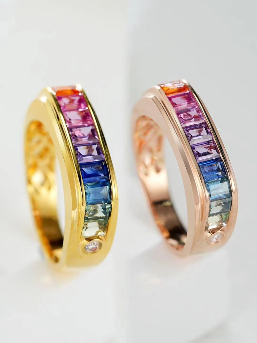 Rainbow Sapphire 18k Gold Ring (Item No. SA097)