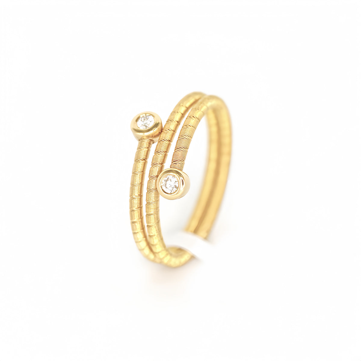 Double Twisted 18k Gold Diamond Ring (Item No. SX081CR)