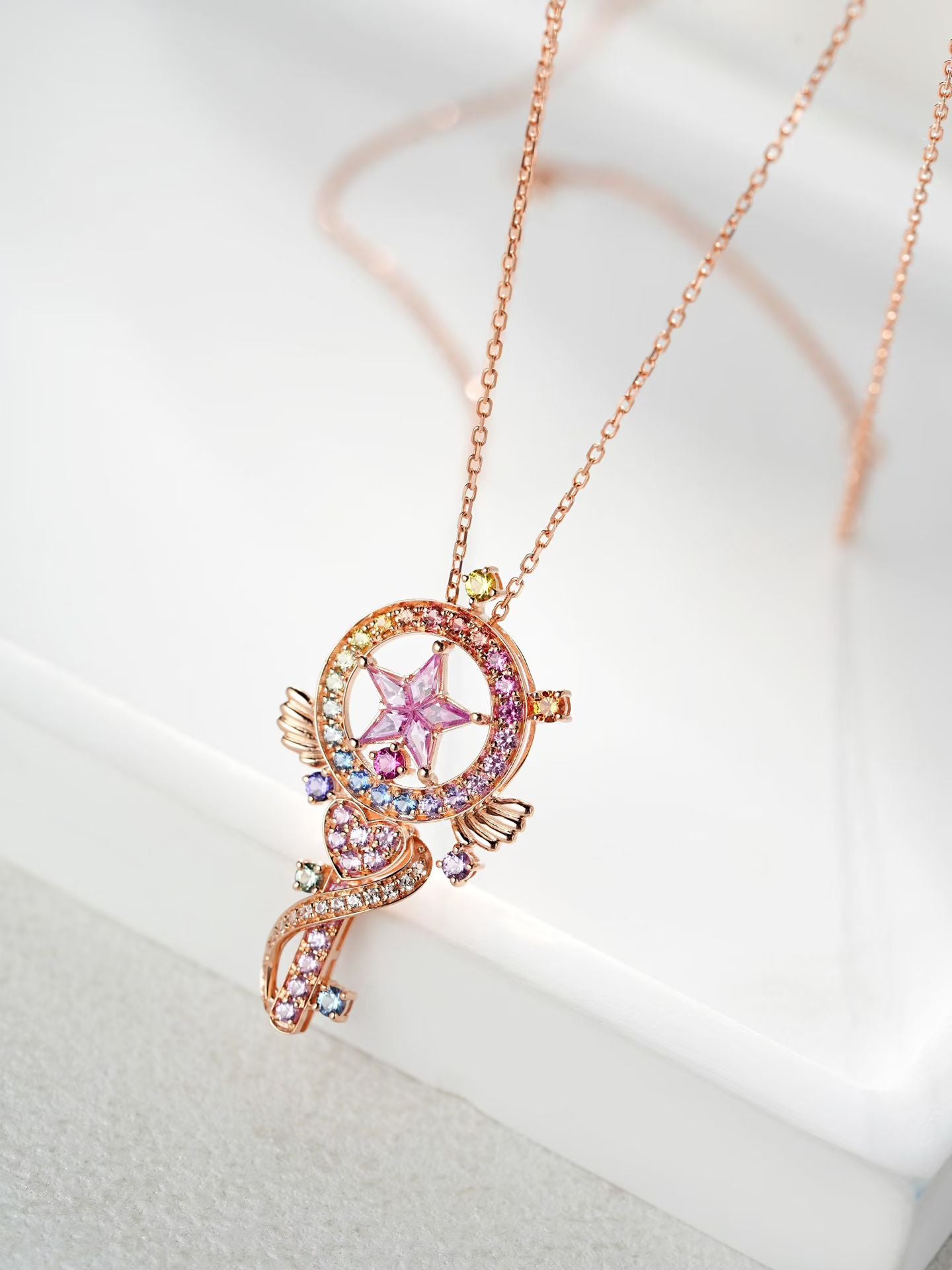 Music Rainbow Sapphire 18k Gold Pendant (Item No. SA142)