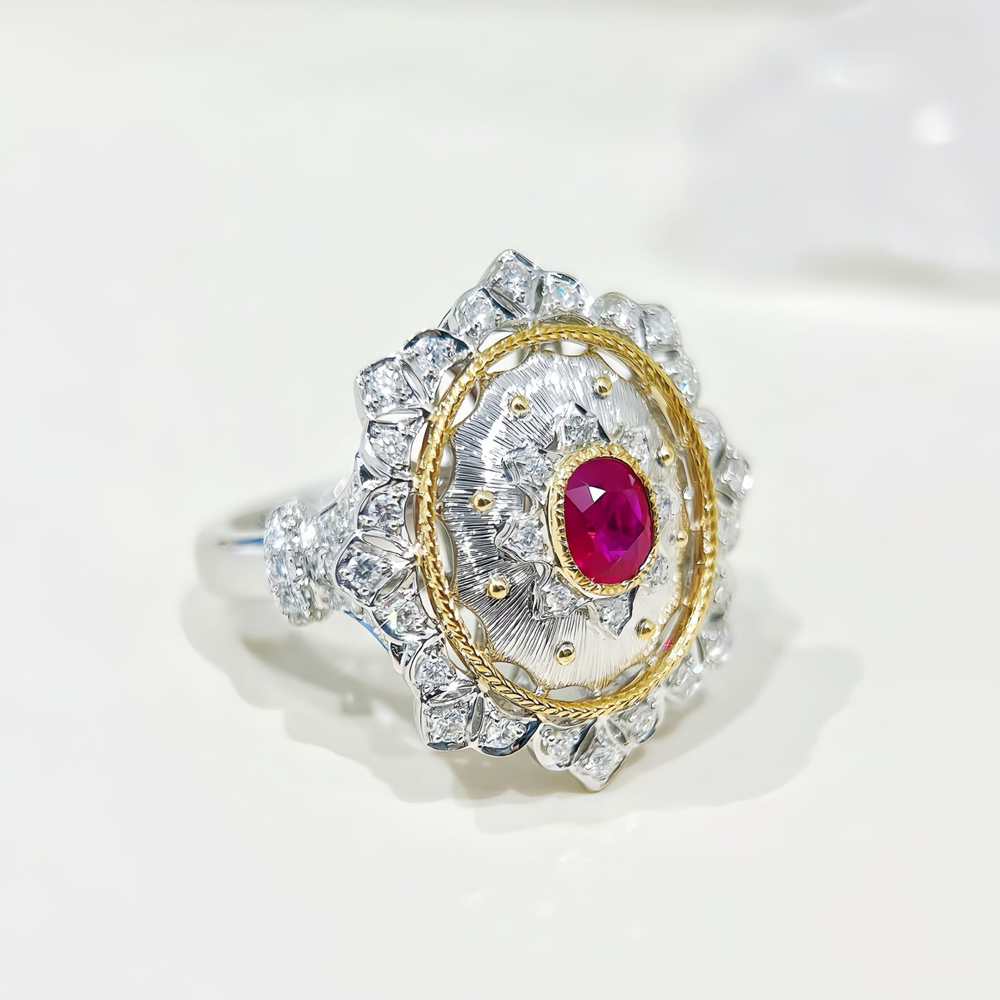 Vintage 18k Gold Diamond Ruby Ring (Item No. VT418)