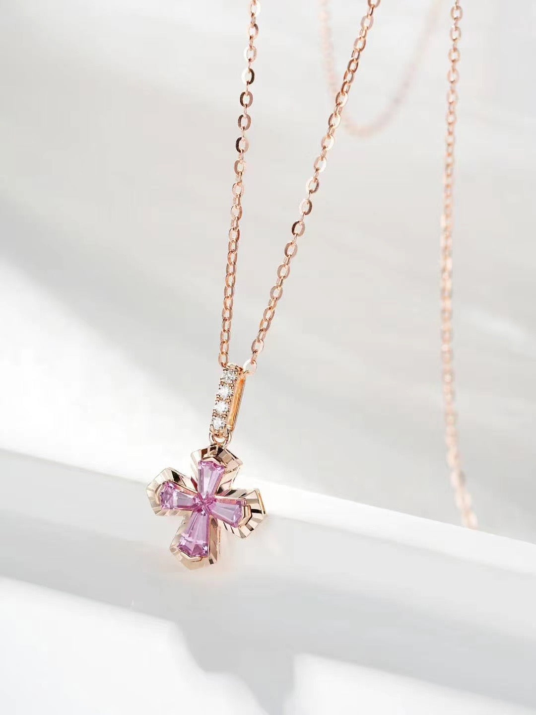 Cross Rainbow Sapphire 18K Gold Pendant (Item No. SA054)