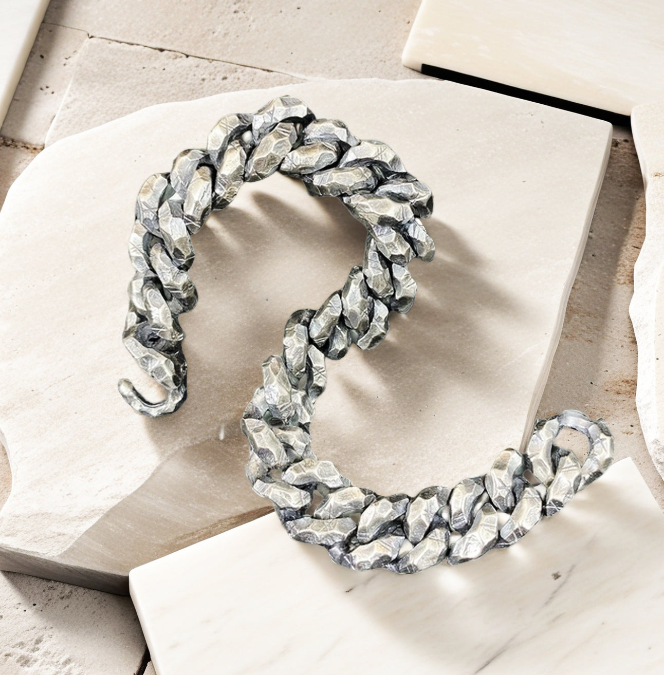 Heavy Metal Hammered Silver Bracelet (Item No. B0611 )