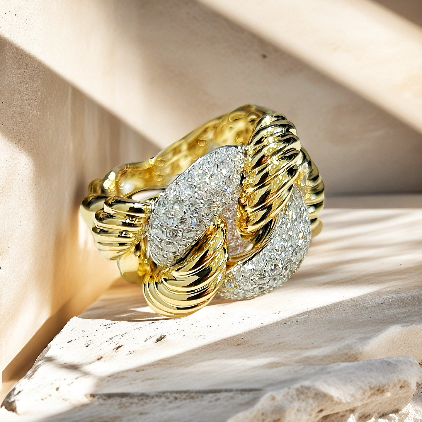 Large Vintage Cuban 18k Gold Diamond Ring (Item No. VT007)