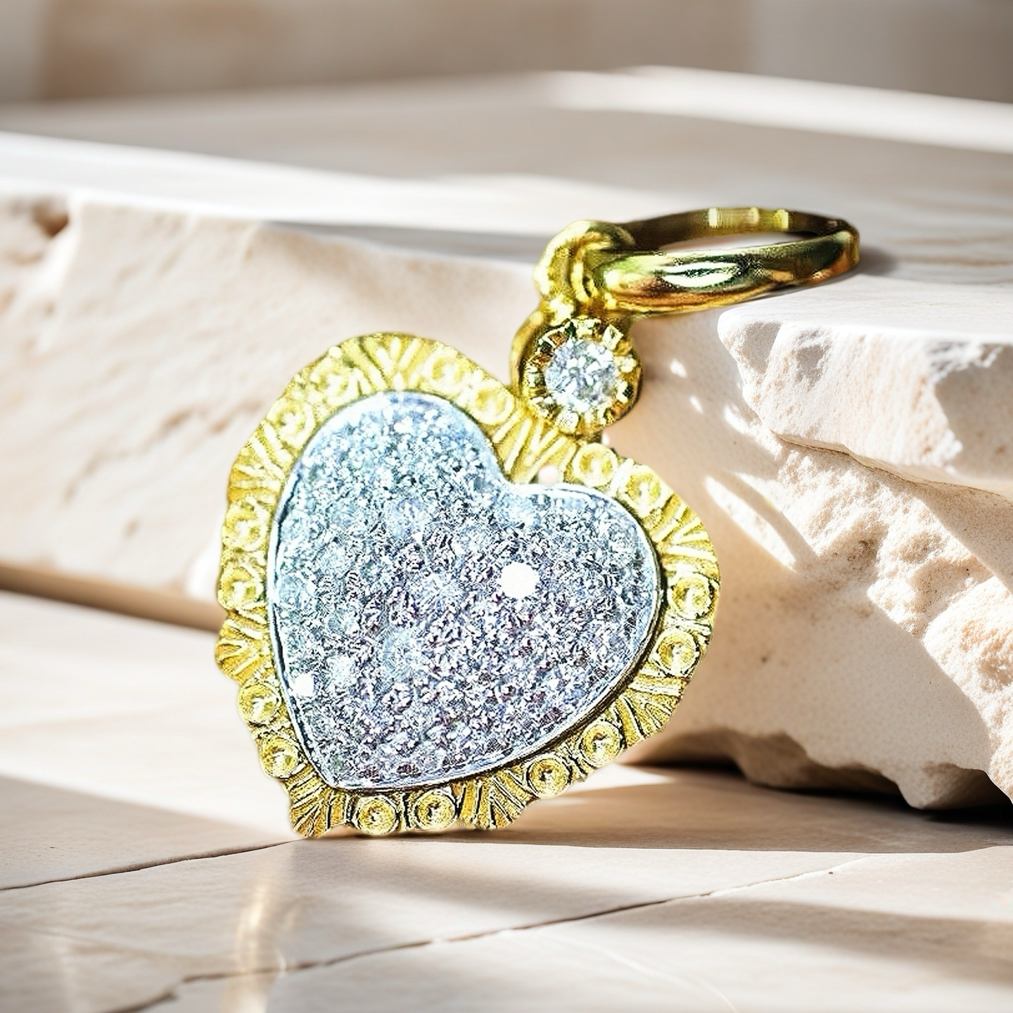 Heart Vintage 18k Gold Diamond Pendant (Item No. VT089)