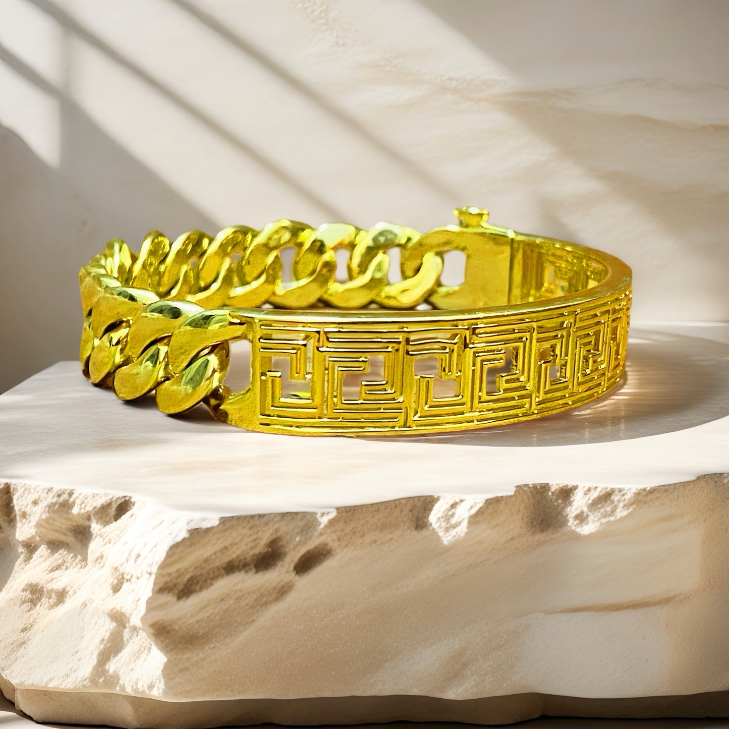 Greek Key Hollow Sterling Silver/9k/14k/18k Bracelet Chain (Item No. GB0003)