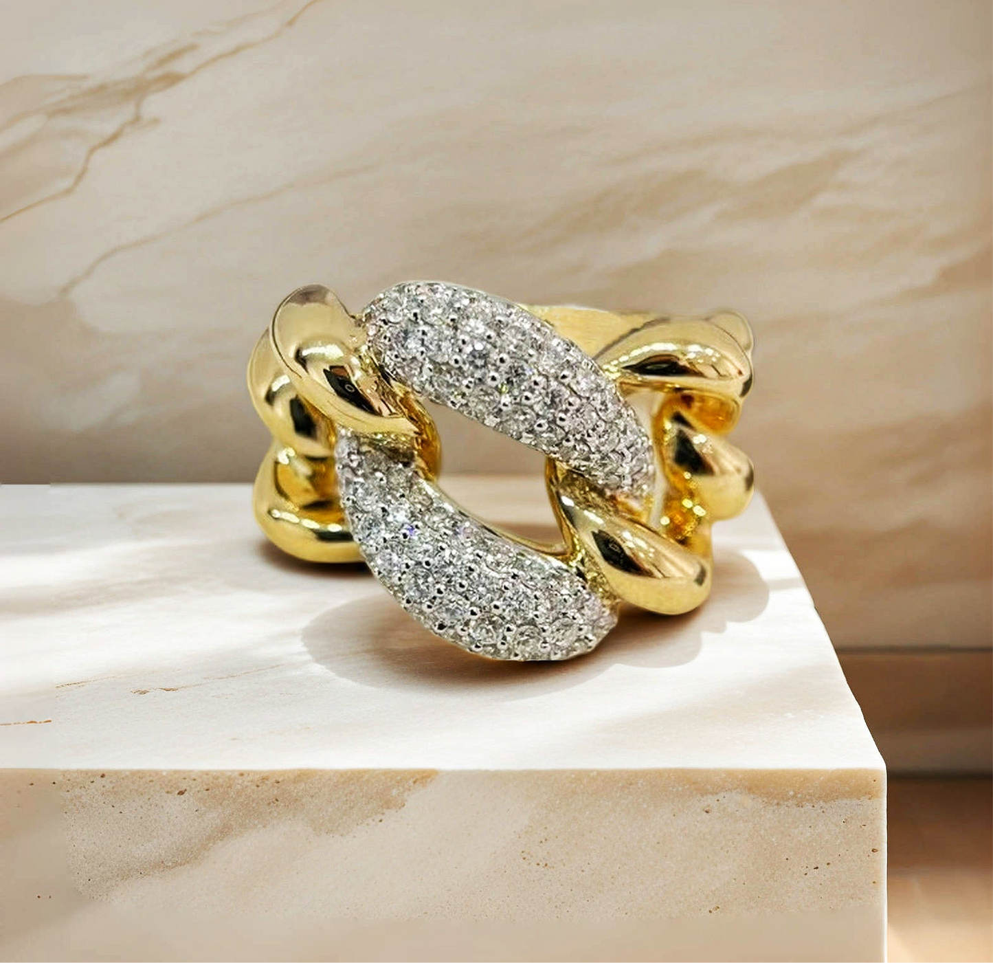 Vintage Cuban 18k Gold Diamond Ring (Item No. VT140)