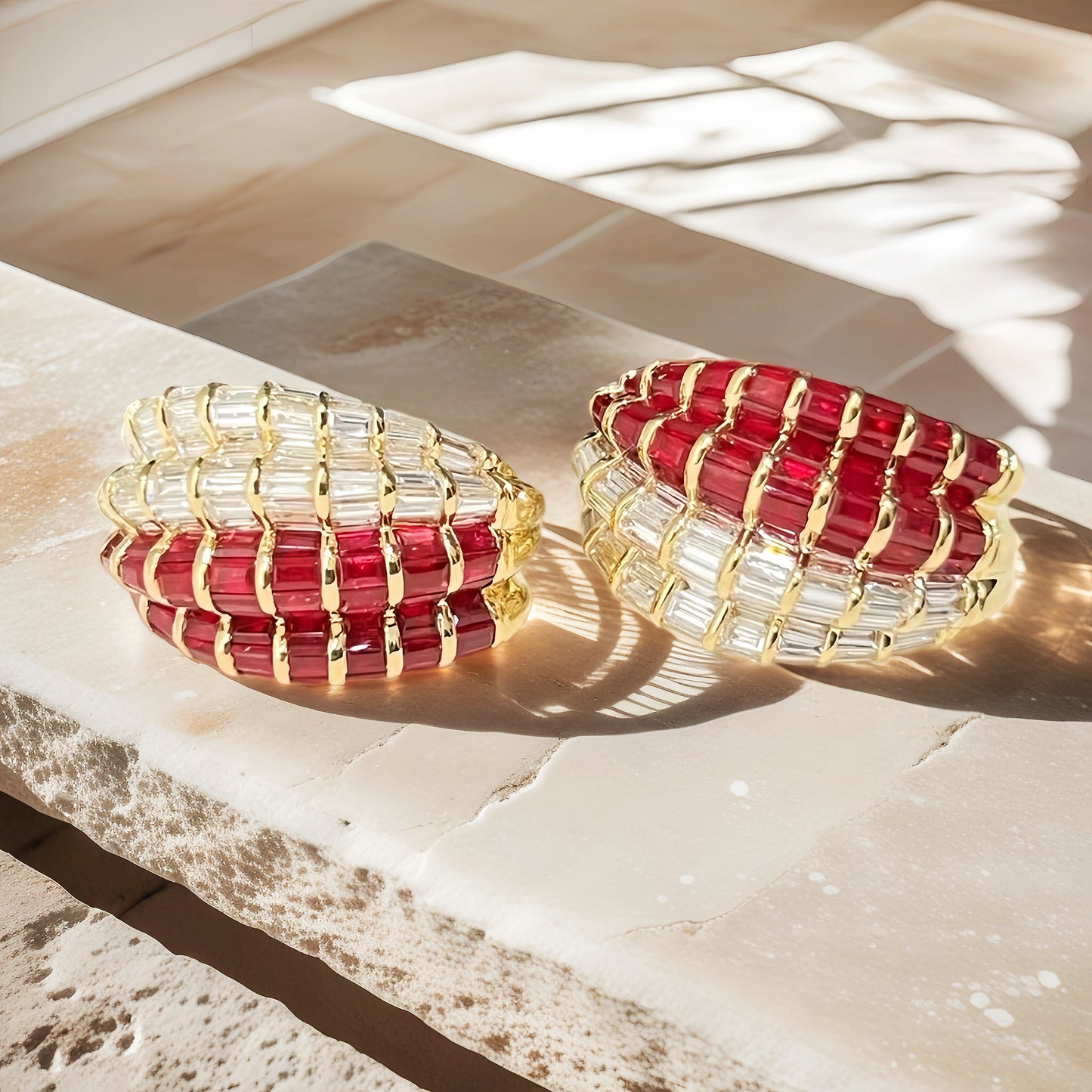 Vintage 18k Gold Diamond Ruby Earring (Item No. VT239)