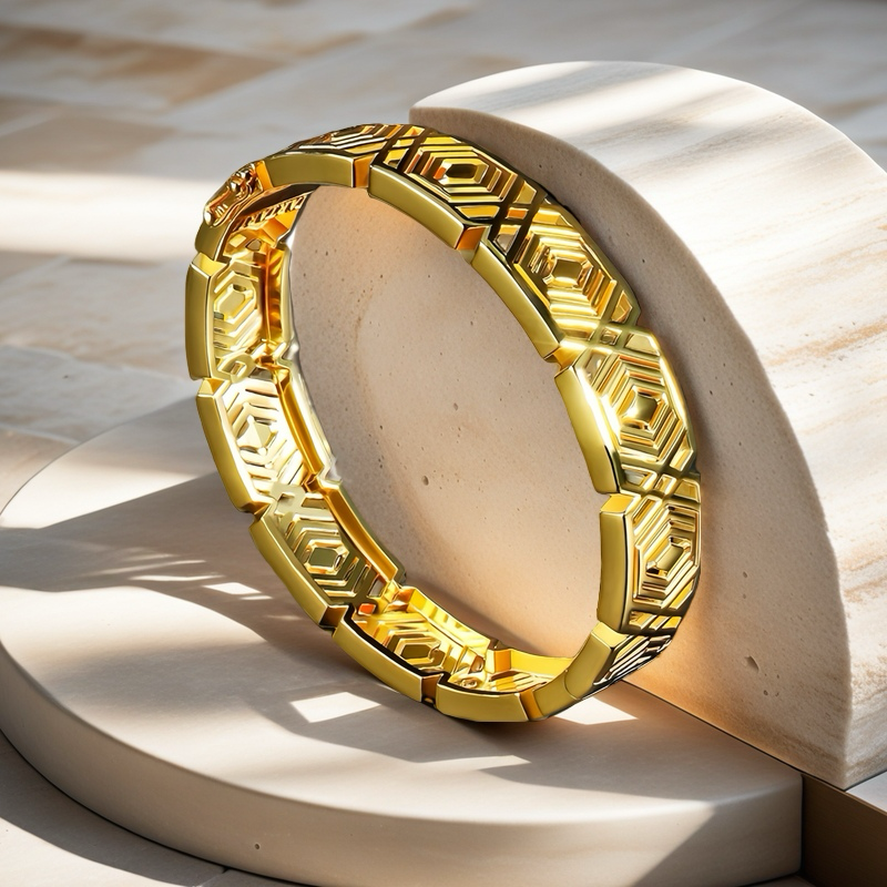 Greek Key Hollow Sterling Silver/9k/14k/18k Gold Bangle(Item No. GB0014)