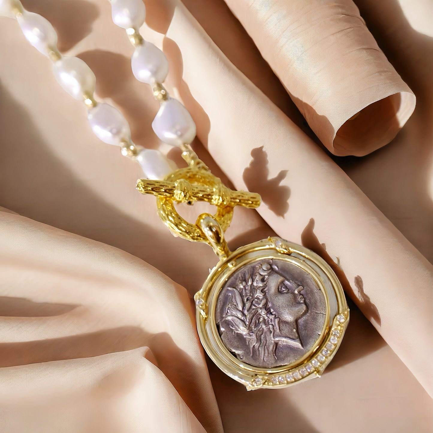 Demeter Ancient Greek Coin Medallion 18K Gold Pendant (Item No. COIN010)