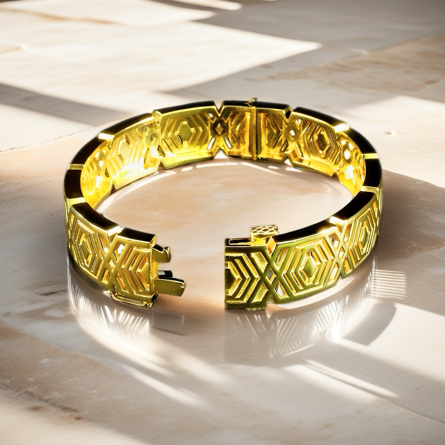 Greek Key Hollow Sterling Silver/9k/14k/18k Gold Bangle(Item No. GB0014)