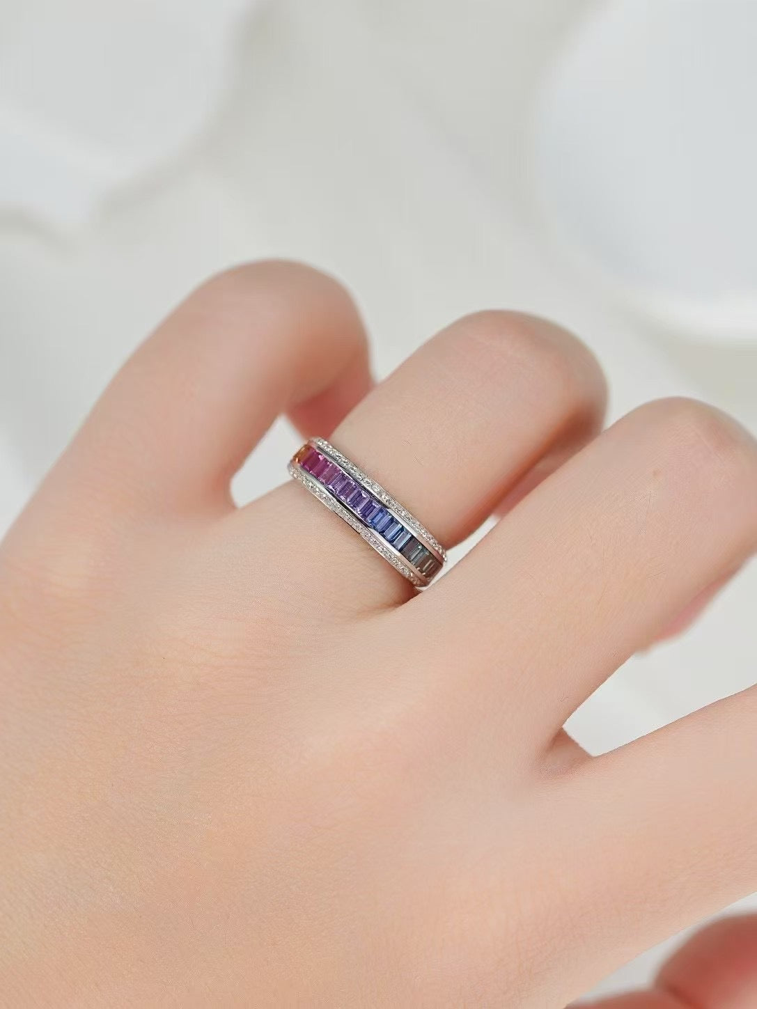 Rainbow Sapphire 18k Gold Ring (Item No. SA116)