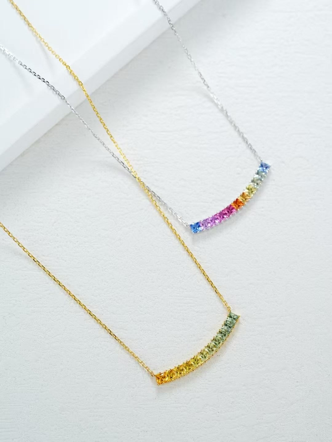 Rainbow Sapphire 18k Gold Pendant Necklace Set(Item No. SA121)