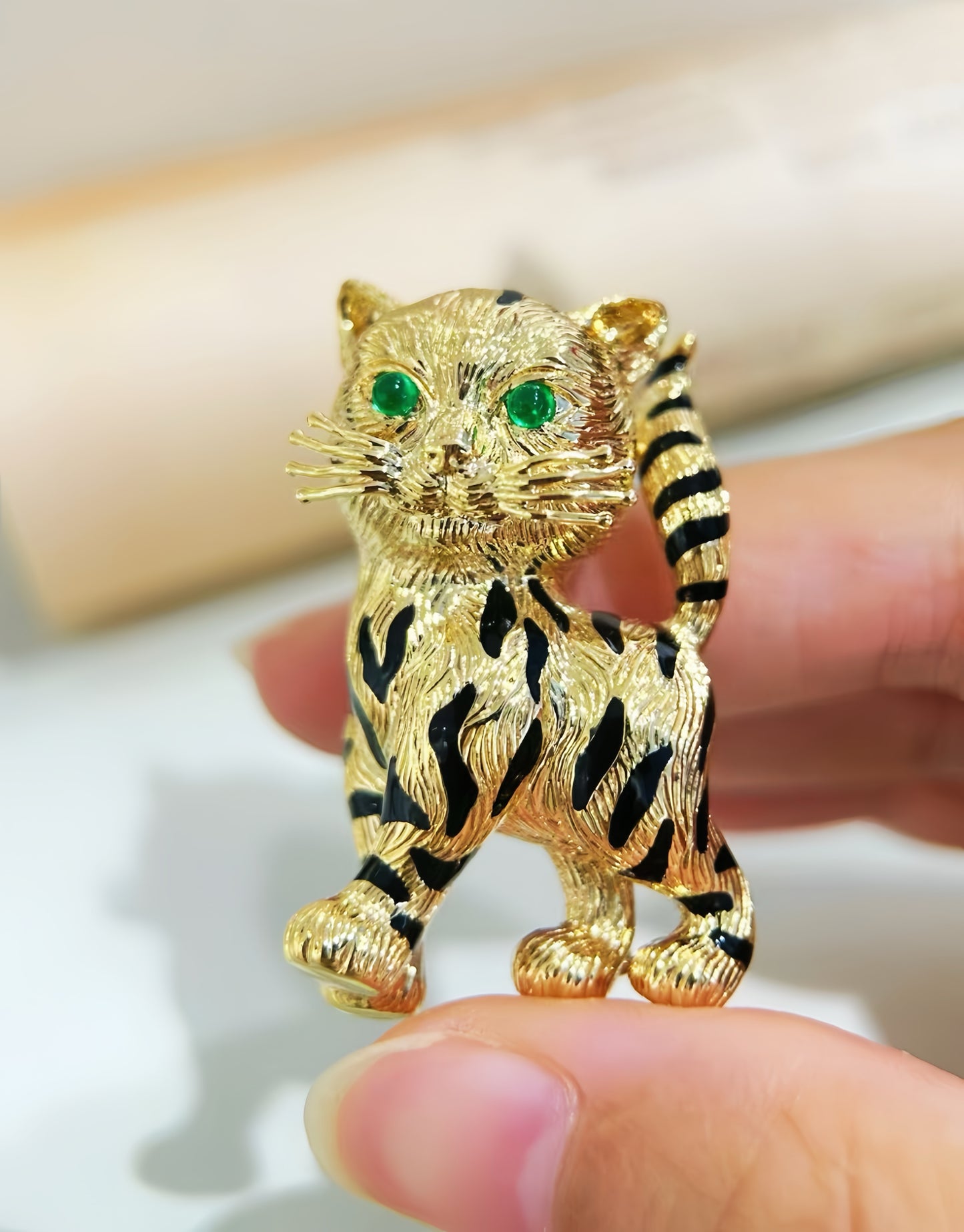 Cat Vintage 18k Gold Diamond Pendant (Item No. VT438)
