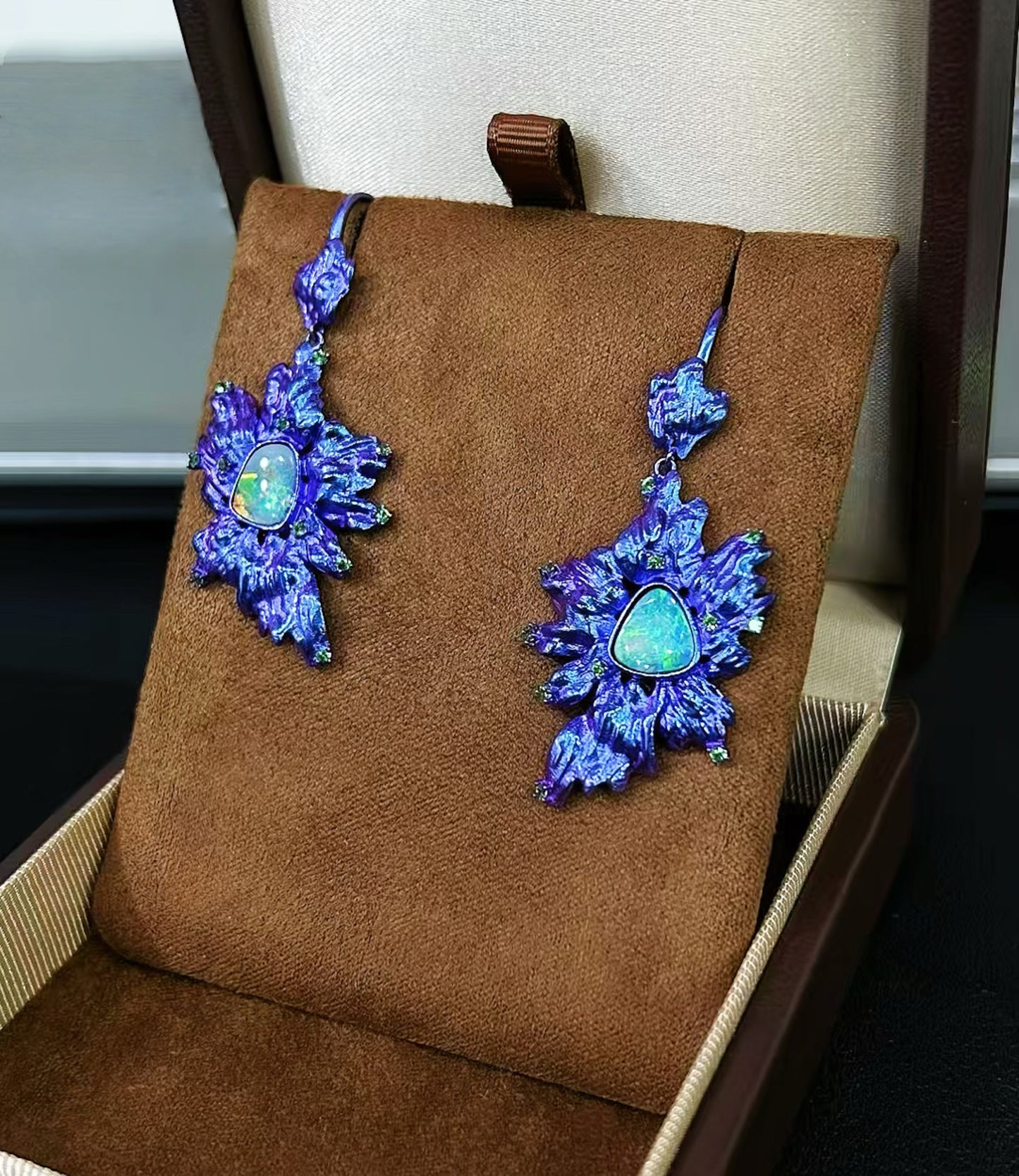 Anodized Titanium Blue Opal Earring (Item No. TA006)