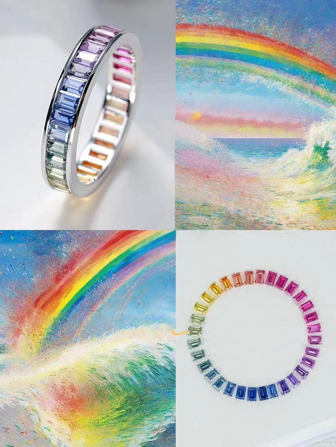 Rainbow Sapphire 18k Gold Ring (Item No. SA049)